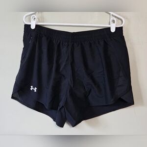 🩵Under Armour Shorts Womens large Black Loose Fit Heat Gear Lined Training Gym❤